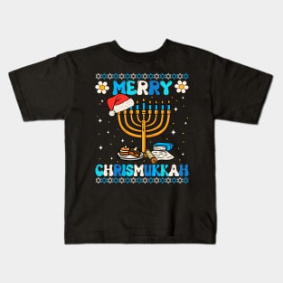 Merry Chrismukkah Groovy Ugly Xmas Funny Hanukkah Christmas Kids T-Shirt